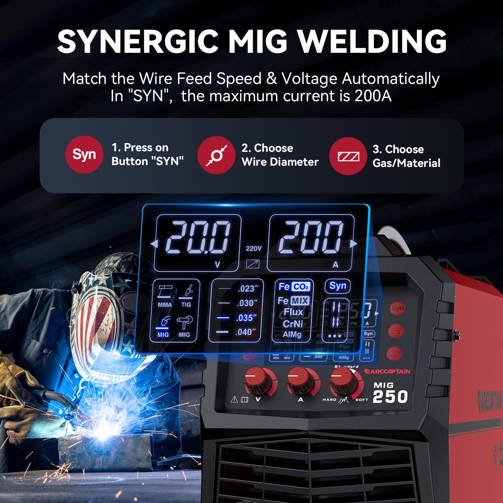 MIG250 MIG TIG Stick Welder Aluminum Welding Machine